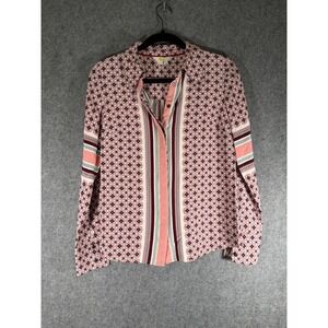 Boden Blouse Women 4 Red Button Front Collar Artsy Career Office Preppy